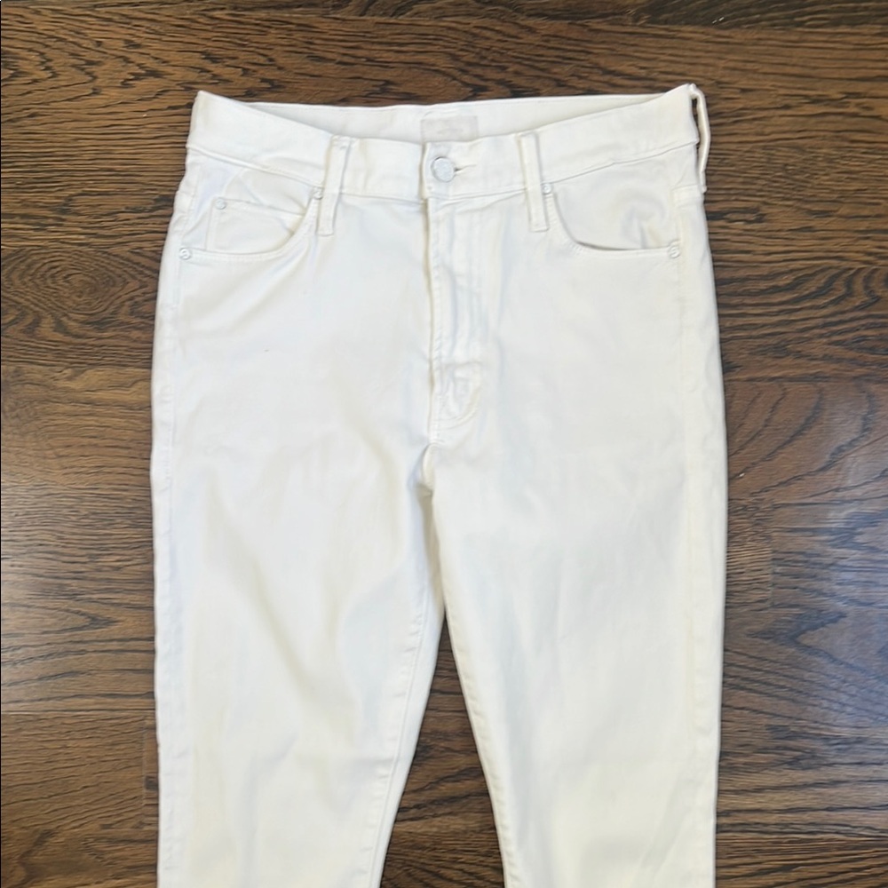 MOTHER Cream Ankle Cropped Pants